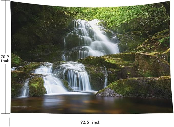 EMMTEEY Landscape Tapestry Extra Large Wall Art 92.5X70.9 Inch-Waterfall Mountain Scenery Durable Tapestries for Bedroom