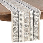 White African Mud Cloth Inspired Table Runner, 16" X 90" Rectangular (1 piece), 100% Cotton - size: 16" x 90" Runner