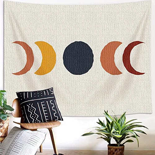 JAWO Boho Moon Phase Vertical Tapestry, Vintage Abstract Rainbow Aesthetic Tapestry Wall Hanging for Bedroom, Retro 70s Mid Century Modern Decor Art Tapestries Poster Blanket College Dorm (36"X48") - color: Moon, size: 48"L x 36"W