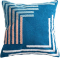 Boho Abstract Tufted Throw Pillow Cover Geometric Embroidered Decorative Pillowcase Farmhouse Cotton Square Accent Cushion Cover for Sofa Couch Bedroom (Type D,18"x18")