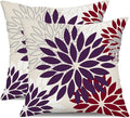 DFXSZ Purple Wine Red Flower Pillow Covers 16x16 Inch Set of 2 Outdoor Throw Pillows Outdoor Waterproof Decor for Living Room Sofa Patio Funiture Garden Floral Polyester Pillow Covers 002T16