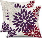 DFXSZ Purple Wine Red Flower Pillow Covers 16x16 Inch Set of 2 Outdoor Throw Pillows Outdoor Waterproof Decor for Living Room Sofa Patio Funiture Garden Floral Polyester Pillow Covers 002T16