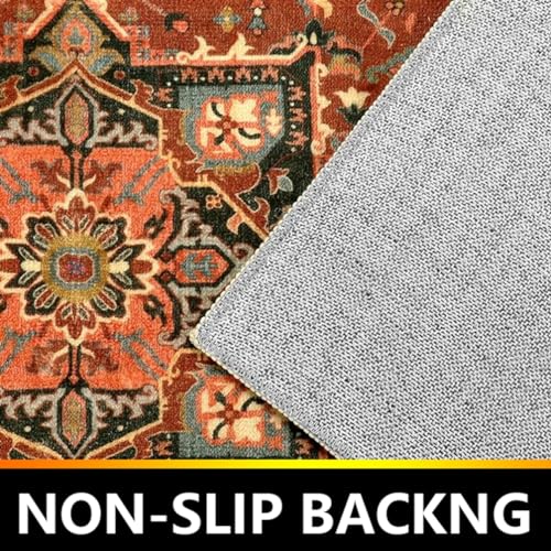 Boho Vintage Collection Tribal Area Rugs,Bohemia Distressed Medallion Farmhouse Indoor Floor Carpet Non-Slip Low Pile Washable Oriental Throw Accent Rug for Bedroom Living Dining Room 5' X 7' - color: Blue Moroccan, size: 5' X 7'