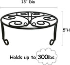 2 Pack Iron Plant Stand Low Profile,13 Inch Diameter Wide Round Metal Flower Stand for Indoor Outdoor Large Plants, Short Heavy Duty Display Holder for Wide Pots, Patio Garden Home Decor,Rustproof Matte Black(2 Pack 13 Diameter 5 inches Tall Black)