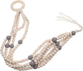VICASKY Bohemian Wood Beads Hanging Planter Basket with Tassel Woven Cotton Rope Plant Hanger for Indoor Outdoor Flower Pot Holder Stylish Wall Mount Decor for Patio
