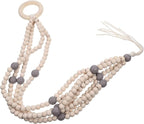 VICASKY Bohemian Wood Beads Hanging Planter Basket with Tassel Woven Cotton Rope Plant Hanger for Indoor Outdoor Flower Pot Holder Stylish Wall Mount Decor for Patio