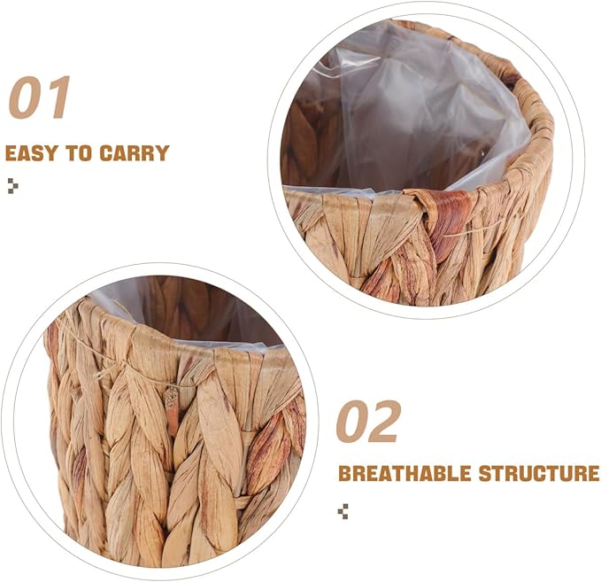 Cabilock Woven Seagrass Planter Basket 6 Inch Indoor Outdoor Plant Pot Cover with Removable Liner Lightweight Breathable Storage for Home Garden Decor
