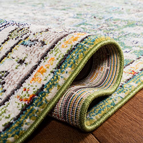 SAFAVIEH Madison Collection Runner Rug - 2'2" x 6', Green & Turquoise, Boho Chic Medallion Distressed Design, Non-Shedding & Easy Care, Ideal for High Traffic Areas in Living Room, Bedroom (MAD447Y) - color: Green/Turquoise, size: 2'2" x 6' (Runner)