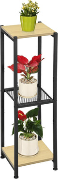 Extra Tall Plant Stand Indoor,40 Inch Plants Stands,3 Tier Metal Plant Stand with Heavy Duty Wood and Metal Mesh Shelf,Yellow Oak and Black
