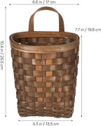 Hanging Basket: Woven Wood Wall Mounted Organizer - 7.7 Inch Handmade Storage for Flowers, Small Plants, Farmhouse and Garden Decor
