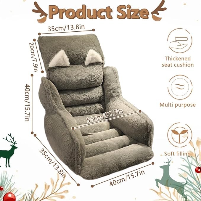 Cute Chair Cushion Plush Non-Slip Rocking Chair Pad Desk Seat Cushion Cartoon Back Waist Support for Dining Dorm Floor Car Office Patio(Pink Bunny)