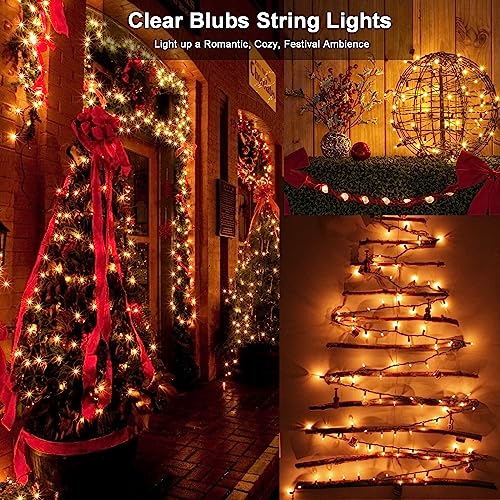 Brizled Christmas Lights, 300 Count 69.6ft Warm White Incandescent Christmas Lights Connectable, Clear Xmas Light, UL Listed Mini Light String Outdoor Xmas Tree Light for Indoor Outside Decor - color: Warm White - Green Wire