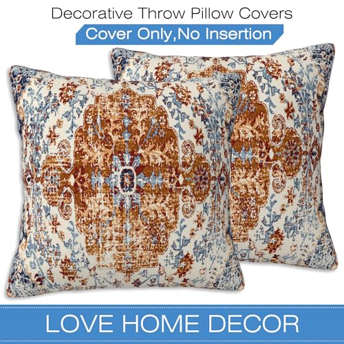 Ethnic Boho Throw Pillow Covers Set of 2 Rug Boho Style Ethnic Design Pillow Covers 16x16 Inch Modern Farmhouse Home Decorative Pillow Cases Cushion Cover for Sofa Living Room Office - color: Ethnic Boho, size: 16" x 16" (Pack of 2)
