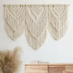 oiikain Large Handmade Boho Macrame Wall Hanging Tapestry - Chic Bohemian Woven Home Decor art for Living Room, Bedroom, and Wedding Parties(Double Layer,43''*32'')