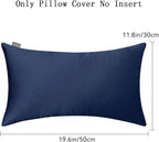 Thmyo 4-Pack 100% Cotton Lumbar Comfortable Solid Decorative Throw Pillow Case Rectangle Cushion Cover Sublimation Blank Pillow Covers Christmas DIY Throw Pillowcase(12x20inch/30x50cm,Midnight Blue)