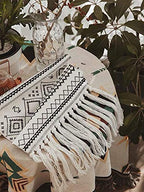 Macrame Woven Wall Tapestry Hanging Art, 20x34 H Large Boho Chic Bohemian Morocco Black White Folk-Custom Geometric Tapestries Decor for Apartment Dorm Kids Living Room Bedroom Door Entrance