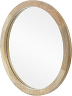 Christopher Knight Home Solis 23.50" H Round Wall Mirror, Mango Wood Wall Mirror, Tempered Glass with Natural Mango Wood Frame, Rustic Style for Living Room Hallway Home, No Assembly Needed, Natural