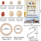 152pcs Macrame Kit for Beginners: Natural Cotton Macrame Cord, Wooden & Metal Rings, Beads, Sticks & Hoops - Perfect for Macrame Plant Hangers & Home Decor