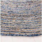 SAFAVIEH Area Rug 10' Round - Cape Cod Collection - Blue & Natural Brown, Handmade Jute & Cotton, Woven Braided Design (CAP202M)