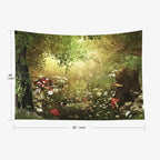 EMMTEEY Forest Tapestry Tree Tapestry Beautiful Charming Fairy Tale Woodland Daisies Tapestry 60X50 Tapestry Bedroom Tapestry