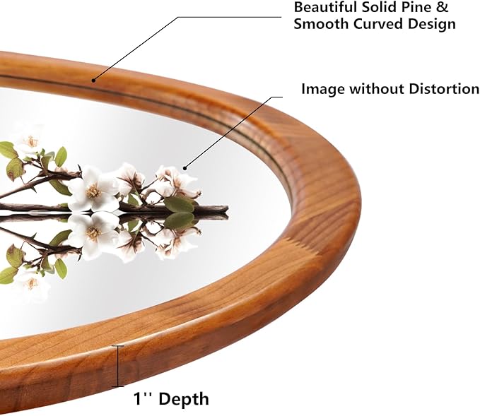 WallBeyond Asymmetrical Mirror, Irregular Wall Mirror for Bathroom, Bedroom, Living Room, Entryway, Hall - Walnut Wood Framed 23" H x 19" W
