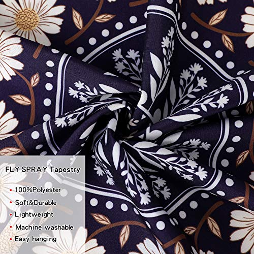 FLY SPRAY Mandala Tapestry Aesthetic,Boho Tapestries Wall Hanging,Dark Rose Floral Medallion Tapestrys,Bohemian Wall Art Hippie Decor for Bedroom Living Room Ceiling - color: Boho Tapestry-Navy Blue, size: 80"L x 60"W