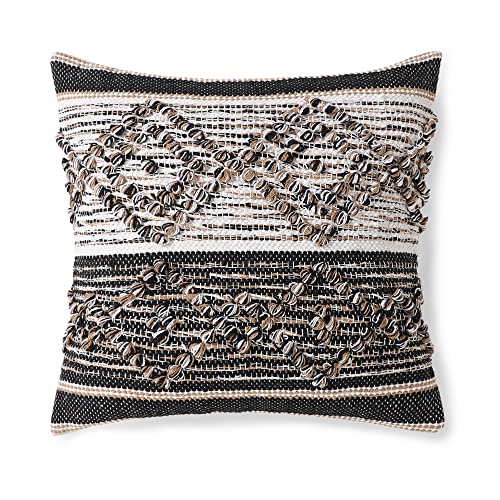 · REDEARTH · Handmade Boho Throw Pillow Covers - Bohemian Farmhouse Style - Accent Woven Indoor and Covered Patio Pillow Cushion Cases for Couch, Bed, Sofa, Benches – Set of 2-18"x18", Black Jasper - color: Black Jasper, size: 18" x 18" (Pack of 2)