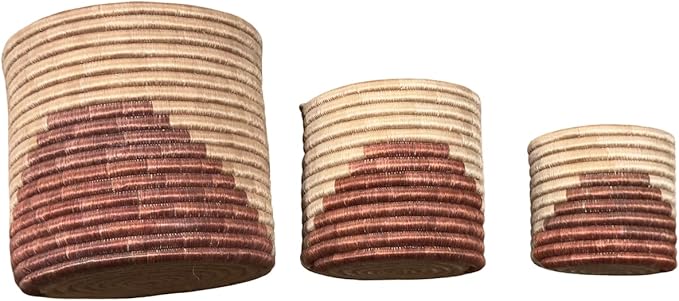 African Planter Baskets Sets of 3 Woven Sisal Baskets for Indoor Plant Pots Covers Home Decor Storage Organizer Gifts Zen Designs Arts and Crafts (Tan Brown)