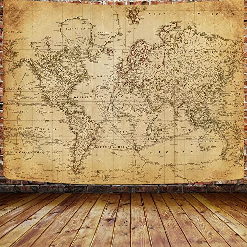 Old World Map Tapestry, Vintage Map Geographical Distribution Tapestry Wall Hanging, Brown Historical Atlas Educational World Map Poster for Classroom Bedroom Living Room Office 40x30 Inch - color: Retro Map, size: 40L" x 30W"