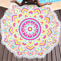 Benefeet Sox Large Mandala Beach Towel Round Microfiber Circle Beach Towels Bohemian Roundie Beach Blanket Quick Dry Beach Throw Blanket Sand Free Pool Towels, 59 Inches Yellow Multi - color: Mandala, Yellow Multi