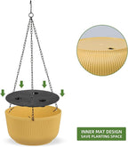 Dexceder 11.2 Inch Self Watering Hanging Planters Indoor Outdoor, Thickened Hanging Basket Flower Plant Pot (2 Pack, Yellow)