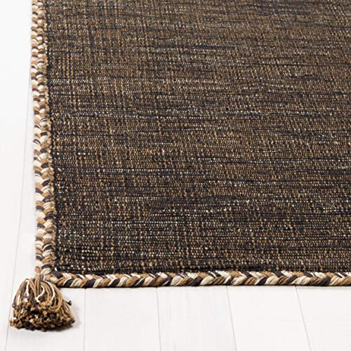 SAFAVIEH Montauk Collection Accent Rug - 2' x 3', Brown & Black, Handmade Flat Weave Cotton Corner Tassel, Ideal for High Traffic Areas in Entryway, Living Room, Bedroom (MTK150T) - color: Brown/Black, size: 2' x 3' (Rectangular)