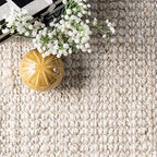Nuloom Daniela Off-White, 6' Square, Handmade, Jute, Tassel, Soft and Textured, High Traffic, Stain Resistant, Easy Clean, Durable Area Rug for Bedroom, Living Room, Dining Space, Foyer, Entryway - color: Off White, size: 6' x 6' (Rectangular)