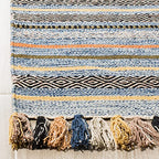 SAFAVIEH Montauk Collection Accent Rug - 2'6" x 4', Blue & Multi, Handmade Boho Stripe Fringe Cotton, Ideal for High Traffic Areas in Entryway, Living Room, Bedroom (MTK901C) - color: Blue/Multi, size: 2'6" x 4' (Rectangular)
