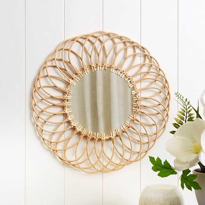 The Lakeside Collection Round Natural Rattan Mirror - Round