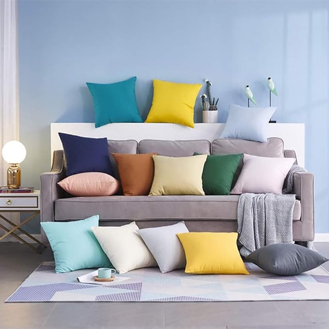 4-Pack 100% Cotton Comfortable Solid Decorative Throw Pillow Case,Thmyo Square Cushion Cover Pillowcase Sublimation Blank Pillow Covers DIY Throw Pillowcase for Sofa Bedroom(22x22 inch/ 55x55cm,Khaki)