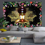 Ine Ive African Chakra Tapestry African American Woman Zen Meditation Tapestries 60x40 Inch Starry Sky Flower Garden Inspirational Afro Yoga Wall Art Poster for Bedroom Dorm Decor - size: 60"L x 40"W