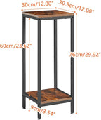 IBUYKE 30 Inch Tall Plant Stand Indoor, 2 Tier Wood Corner Plant Stand, Modern Square Plant Shelf Flower Stand for Living Room Patio Balcony Garden, Rustic Brown TMJ071H
