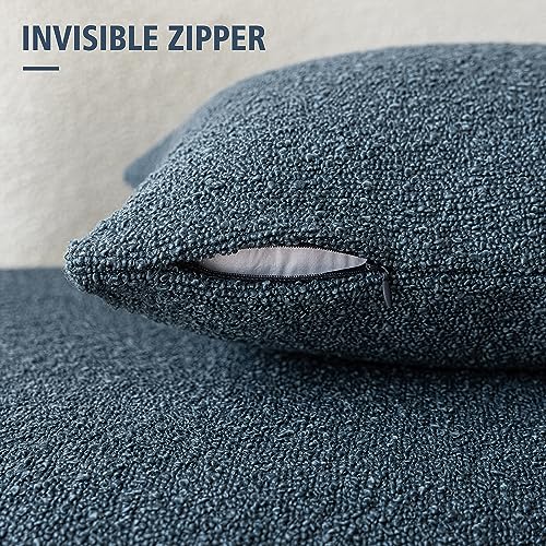 Foindtower Set of 2, Decorative Textured Boucle Throw Pillow Covers Accent Solid Pillow Cases Neutral Soft Cozy Couch Cushion Case for Chair Sofa Bedroom Living Room Home Decor 16 x 16 Inch Blue - color: Nightfall, size: 16" x 16" (Pack of 2)