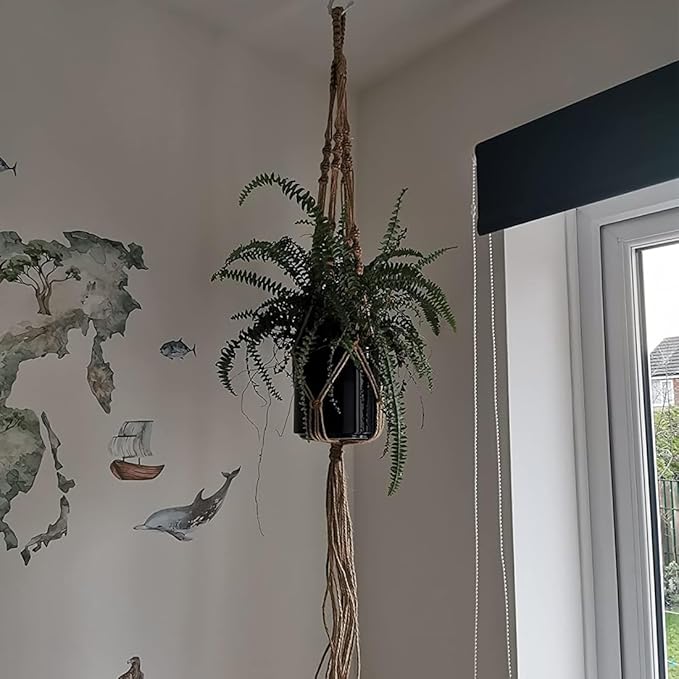 LINXIU Macrame Plant Hangers Jute Plant Hanger Indoor Hanging Plants Holders with 2 Hooks for Home Decor Wall Flower Pots Basket 2 Packs
