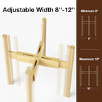 MUDEELA Plant Stand for Indoor Plants: Adjustable Width Fits 8-12 Inch Pots - Mid Century Modern Bamboo Plant Stand - 14.5 Inch Single Tier Small Floor Plant Holder, Natural, 1 Pack (Without Pot)