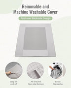 Blissful Diary 1.3" Thick Baby Play Mat, 71x59 Playpen Mat with Removable & Washable Cover, Extra Large Crawling Rug for Floor, Foam Cushion & Non-Slip Backing for Kid, Toddler and Infants, Light Grey