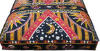 ICC Large Square Floor Pillow Cover Hippie Ottoman Pouf Cover Daybed Cotton Mandala Cushion Cover with Heavy Duty Zipper Seating Ottoman Poufs Dog-Pets Bed (Yellow Burning Sun, 35" Square)