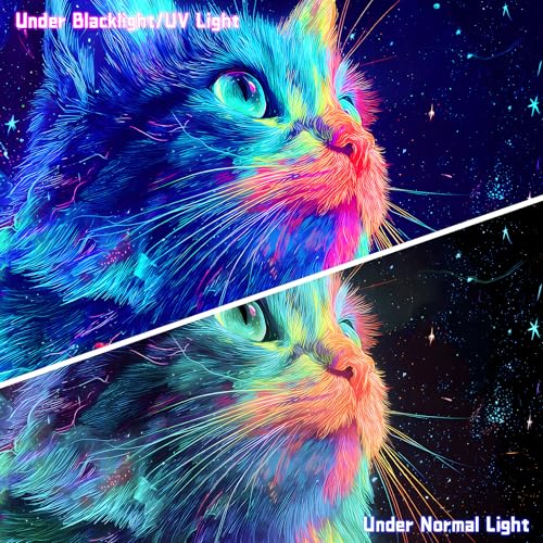 AOHMPT Blacklight Tapestry Glow in the Dark Tapestry Cat Design 59'' × 51'' Inch Wall Hanging Decor for Bedroom Living Room - color: Cat, size: 59"L x 51"W