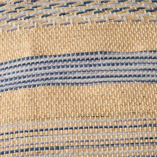 Foamma Pouf Ottoman Natural Blue, 16"x16"x16" - Square Ottoman Foot Rest for Living Room and Bedroom, Pouf Footstool with Handcrafted Wool Cover, Foot Rest for Couch, Boho Furniture for Home - color: Natural