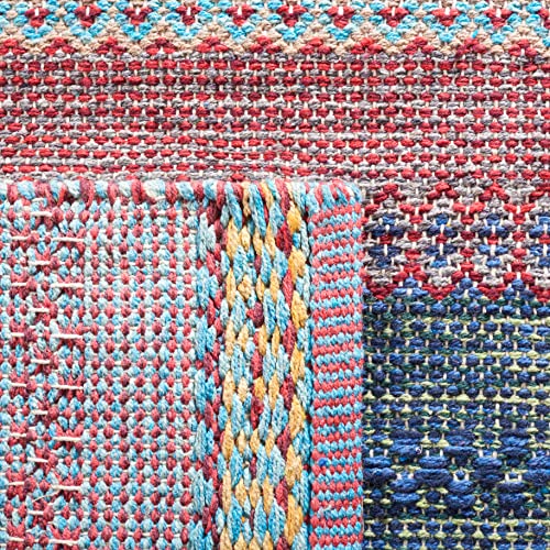 SAFAVIEH Montauk Collection Runner Rug - 2'3" x 9', Red & Blue, Handmade Flat Weave Boho Stripe Cotton, Ideal for High Traffic Areas in Living Room, Bedroom (MTK851Q) - color: Red/Blue, size: 2'3" x 9' (Runner)