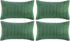 Fancy Homi Set of 4 Green Lumbar Rectangle Decorative Throw Pillow Covers 16x24 Inch for Couch Bed Chair, Aesthetic Boho Room Decor, Soft Fuzzy Thick Corduroy Textured Cushion Case 40x60cm