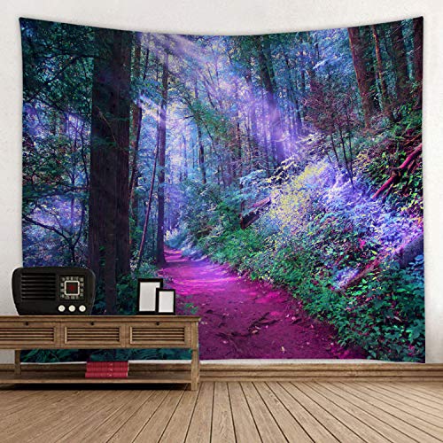 LYFANS Sun Red Forest Print Tapestry Decorative Wall Art Tablecloth Sheets Picnic blanket Beach towel Bedroom Dormitory Living Room Multifunctional tapestry 79x59 inches - color: Fabric Tapestry Sunshine Red Forest, size: 79x59inch