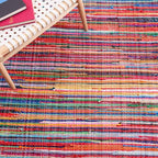 SAFAVIEH Rag Rug Collection Accent Rug - 2'6" x 4', Red & Multi, Handmade Boho Stripe Cotton, Ideal for High Traffic Areas in Entryway, Living Room, Bedroom (RAR240D)