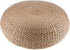 Knitted Straw Flat Seat Cushion, 15.7inch Round Pouf Tatami Cushion Floor